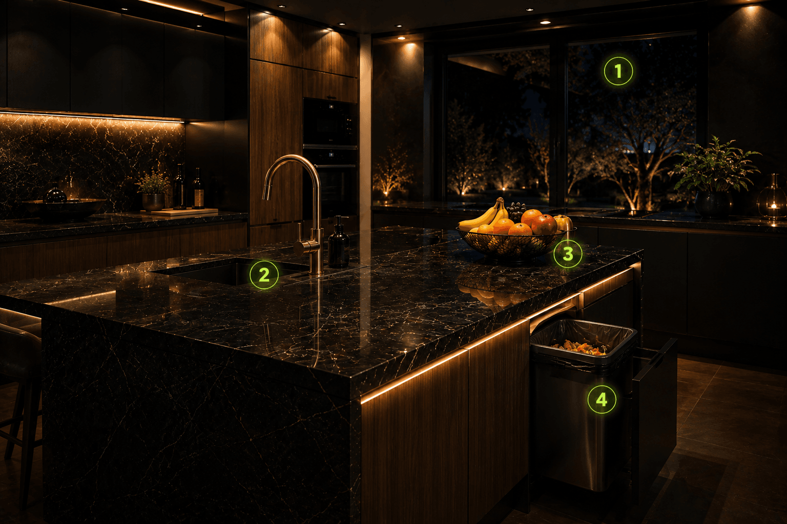 Cuisine premium nocturne — points d’accès mouches et moucherons